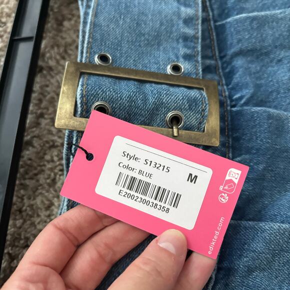 NWT Edikted Denim Pleated Low Rise Micro Mini Skort Sz M 90s y2k - Picture 9 of 9